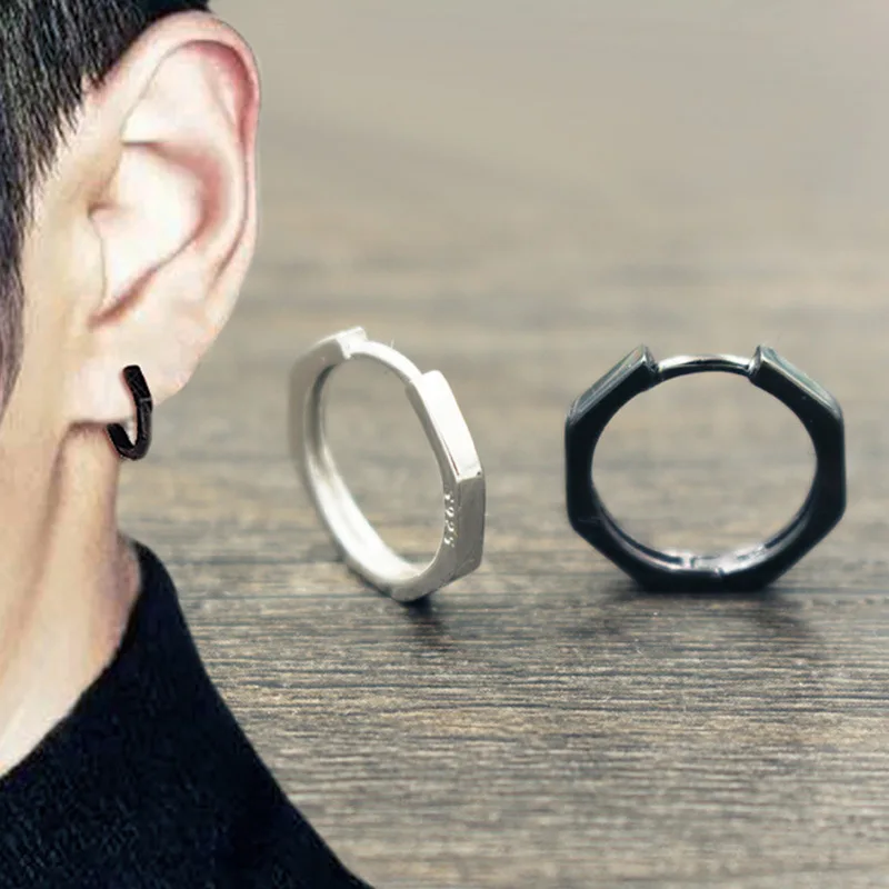 Silver 925 Jewelry Earring Simple Circle Punk Rock Clip Earrings For Men White and Black Color Fine Jewellery Allergy Free
Silver 925 Jewelry Earring Simple Circle Punk Rock Clip Earrings For Men White and Black Color Fine Jewellery Allergy Free