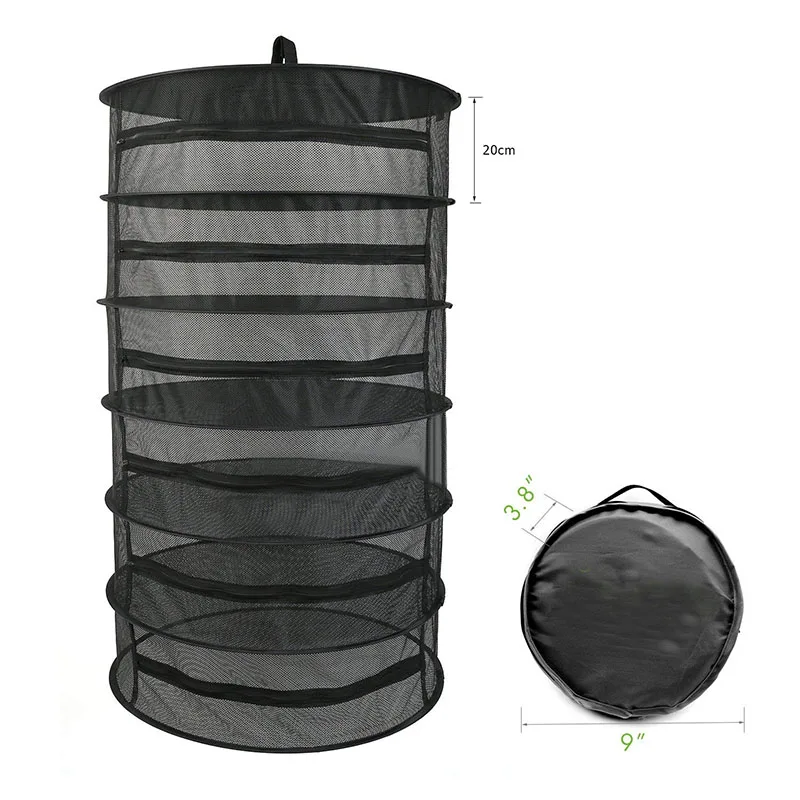 

4/6 Layers Hanging Basket With Zipper Folding Dry Rack Herb Drying Net Dryer Bag Mesh For Herbs Flowers Buds Plants