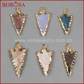 BOROSA New arrival 5pcs Gold Color Rough Natural Natural Stone Carved Arrowhead Pendant Bead G0785
BOROSA New arrival 5pcs Gold Color Rough Natural Natural Stone Carved Arrowhead Pendant Bead G0785