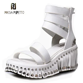 Prova Perfetto 2018 Women Wedge Sandals Summer Ankle Strap High Heel Platform Pump Shoes Woman Real Leather Tassels Rivet Sandal
Prova Perfetto 2018 Women Wedge Sandals Summer Ankle Strap High Heel Platform Pump Shoes Woman Real Leather Tassels Rivet Sandal