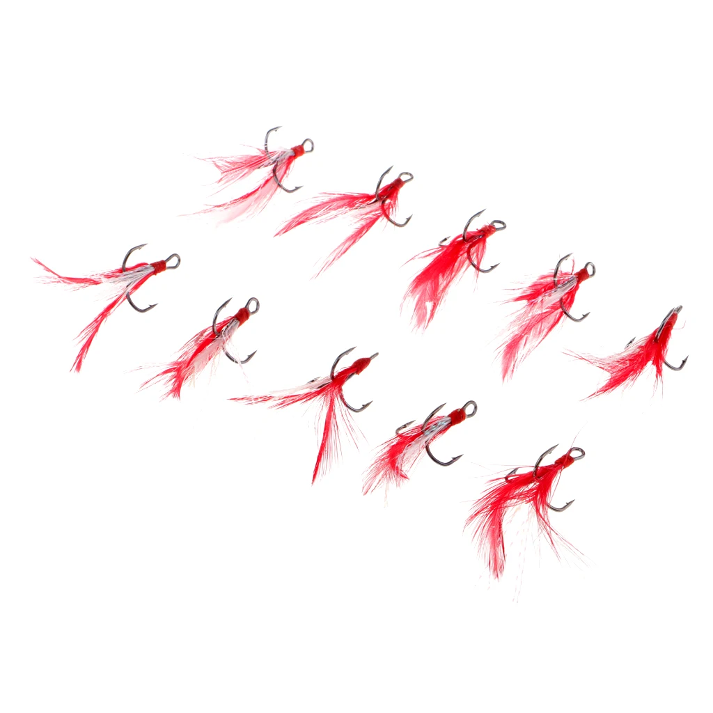 10Pcs 2/4/6/8/10# Stainless Steel Durable Soft Artificial Feather Fishing Treble Hooks Dressed Fishing Tackle Red and White
10Pcs 2/4/6/8/10# Stainless Steel Durable Soft Artificial Feather Fishing Treble Hooks Dressed Fishing Tackle Red and White