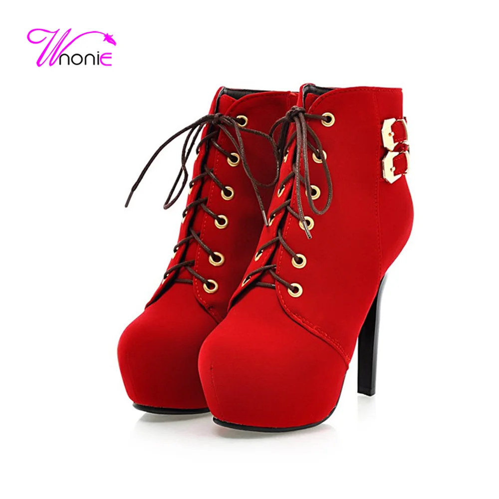 2017 Fashion Woman Boots Short Boots Ankle Boots SHigh Heels Platform Flock Lace-up Plush Party Dress Sexy Winter Ladies Shoes
2017 Fashion Woman Boots Short Boots Ankle Boots SHigh Heels Platform Flock Lace-up Plush Party Dress Sexy Winter Ladies Shoes