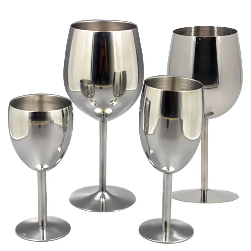 

2Pcs Wine Glasses Stainless Steel 18/8 Metal Wineglass Bar Wine Glass Champagne Cocktail Drinking Cup Charms Party Supplies