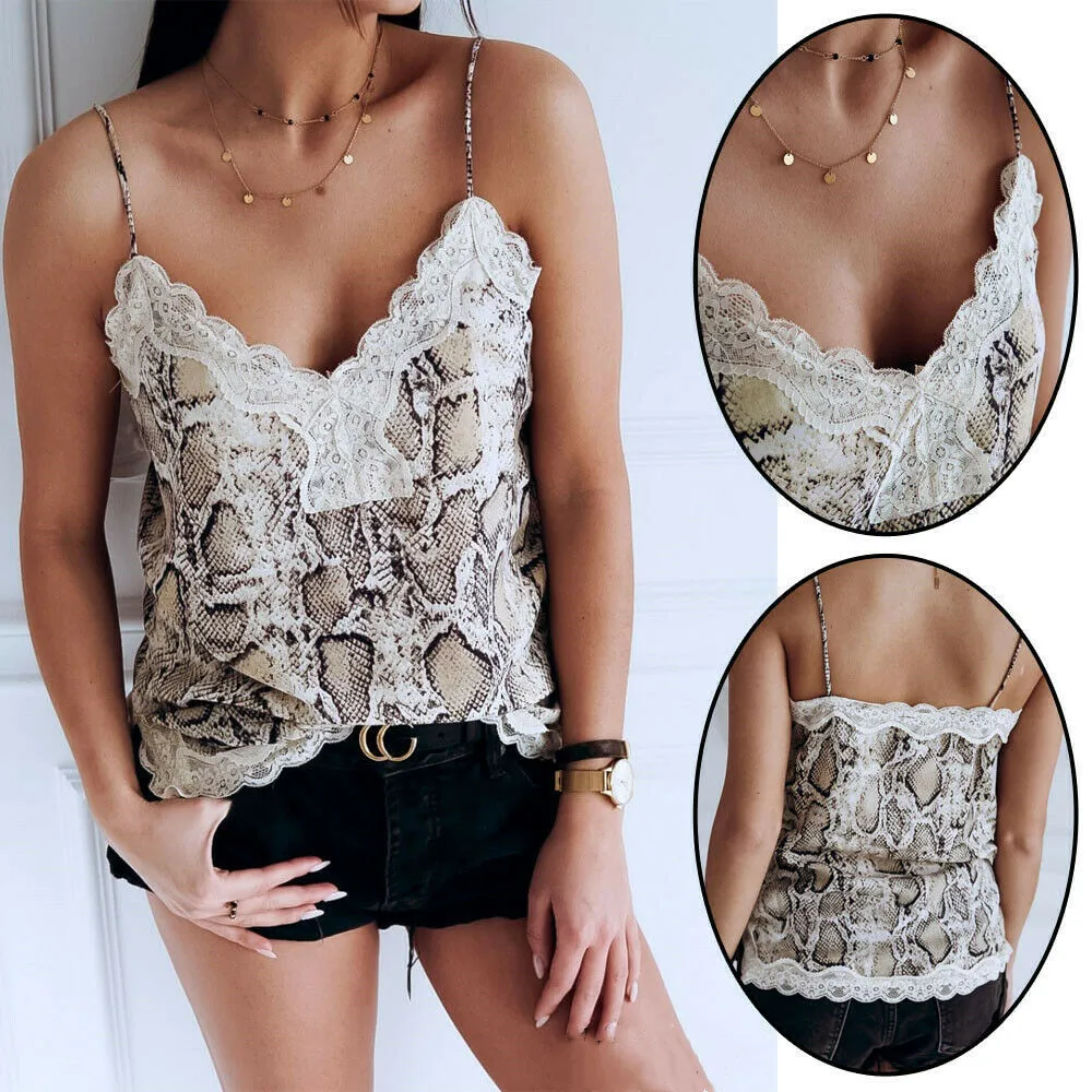 Hirigin Women Summer Loose Camis Sling Vest Top Sleeveless Casual Python Pattern Lace Tank Tops
Hirigin Women Summer Loose Camis Sling Vest Top Sleeveless Casual Python Pattern Lace Tank Tops