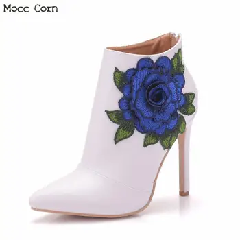 Women White Flower Lace Boots High Heels Ankle Boot Pearl Wedding Shoes Bride Pumps Pointed Toe Thin Heel Genuine Leather Boots
Women White Flower Lace Boots High Heels Ankle Boot Pearl Wedding Shoes Bride Pumps Pointed Toe Thin Heel Genuine Leather Boots