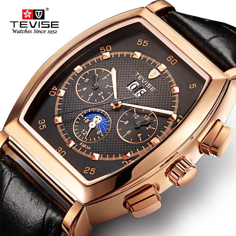 TEVISE Mens Watches Fashion Men Automatic Mechanical Watch Leather Strap Moon phase Tourbillon Sport Clock Relogio Masculino 
TEVISE Mens Watches Fashion Men Automatic Mechanical Watch Leather Strap Moon phase Tourbillon Sport Clock Relogio Masculino