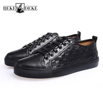 2019 Spring New Casual Shoes Men Retro Punk Plaid Footwear Top Brand Genuine Leather Male Flats Lace Up Round Toe Black White
2019 Spring New Casual Shoes Men Retro Punk Plaid Footwear Top Brand Genuine Leather Male Flats Lace Up Round Toe Black White