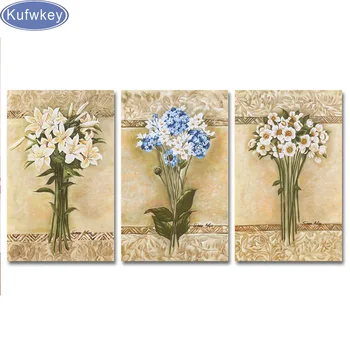 

5D diy diamond embroidery"flower"full square drill diamond painting abstract Cross Stitch Rhinestone mosaic home decoration 3pcs