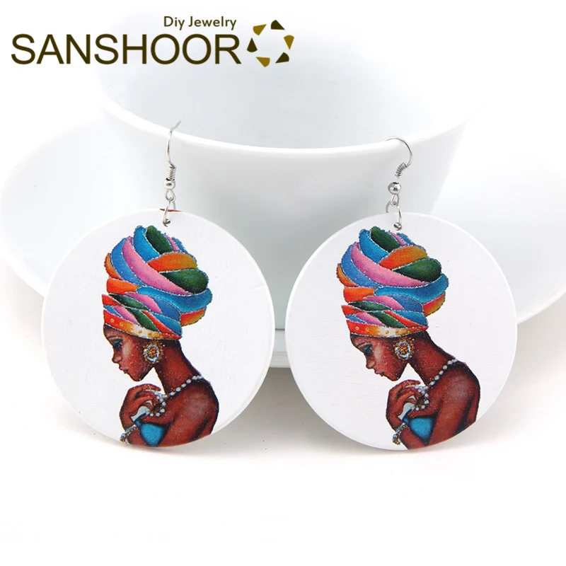 SANSHOOR 6cm Printed African Wood Drop Earrings With Headwrap Woman Pattern Black Ethnic Jewelry For Women Christmas Gift 1Pair
SANSHOOR 6cm Printed African Wood Drop Earrings With Headwrap Woman Pattern Black Ethnic Jewelry For Women Christmas Gift 1Pair