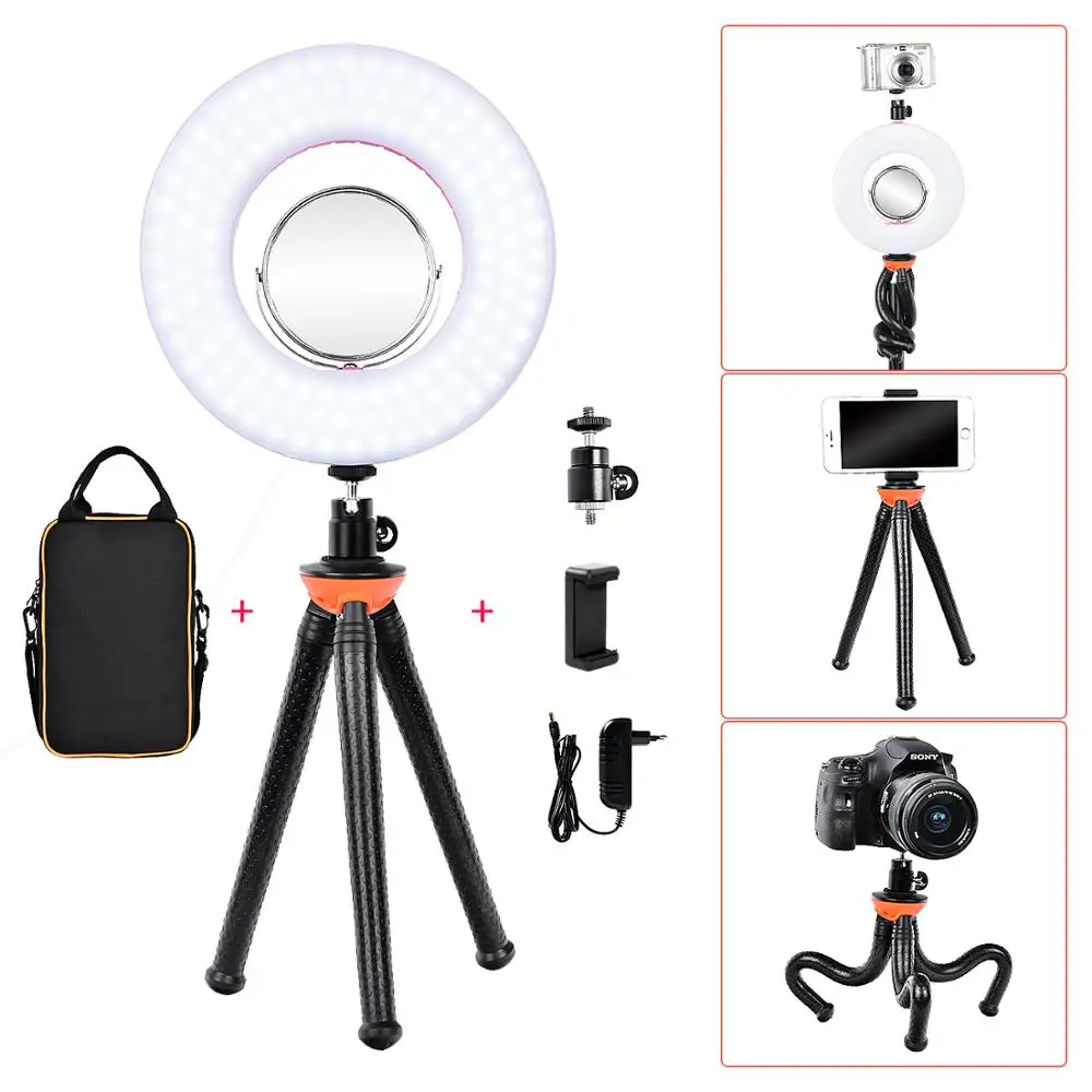 fusitu 8” Tabletop LED Ring Light Dimmable 5500K 24W with Flexible Stand Tripod Phone Holder Mirror for Makeup Live Stream photo
fusitu 8” Tabletop LED Ring Light Dimmable 5500K 24W with Flexible Stand Tripod Phone Holder Mirror for Makeup Live Stream photo