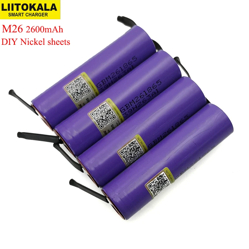 

Liitokala 100% Original M26 2600mAh 10A 18650 li-ion Rechargeable battery 2600 mah battery safe DIY Nickel sheets