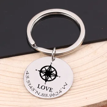 GPS keychain Longitude & Latitude Love Key Chain For Distance Couple Compass Pattern Engraved 3 Colors Key Holder Hand Stamped
GPS keychain Longitude & Latitude Love Key Chain For Distance Couple Compass Pattern Engraved 3 Colors Key Holder Hand Stamped