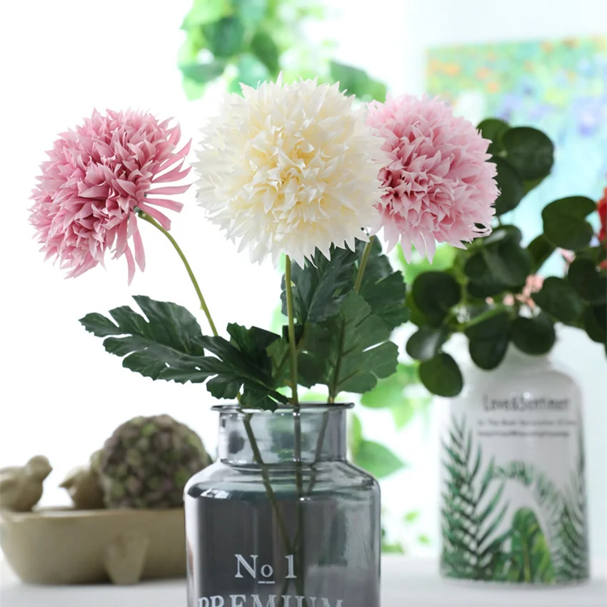 Beautiful Chrysanthemum flower ball branch Silk Artificial flowers with leaves for Autumn wedding decoration fake Flower flores
Beautiful Chrysanthemum flower ball branch Silk Artificial flowers with leaves for Autumn wedding decoration fake Flower flores