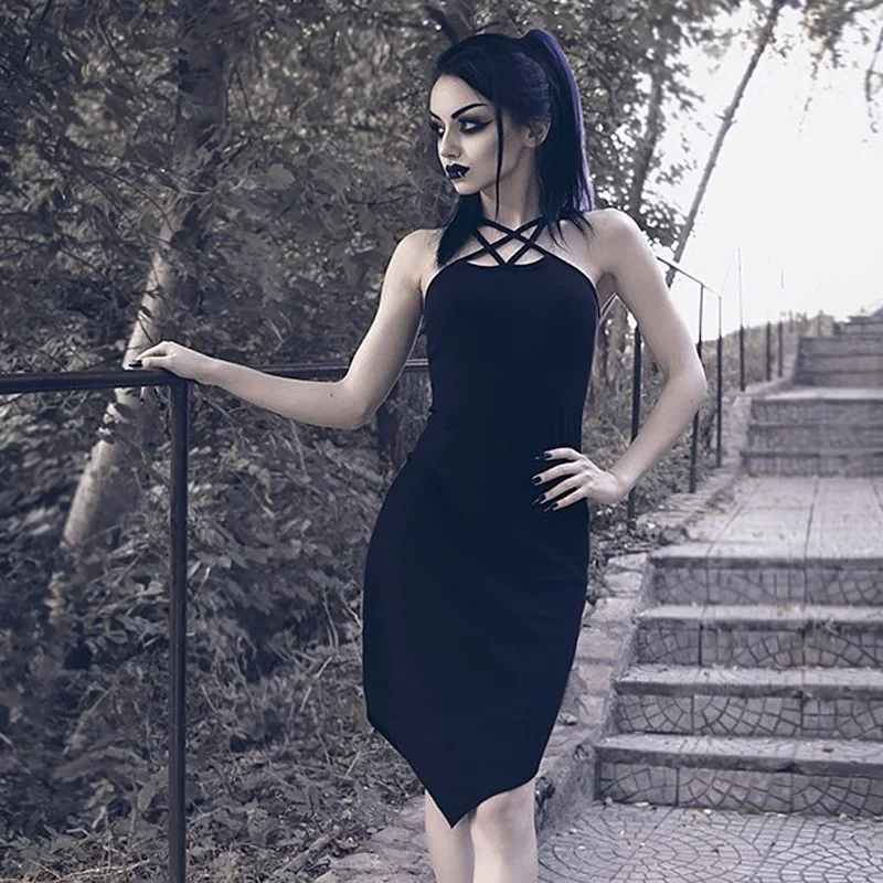 Women Black Gothic Dress Summer Sexy See Though Short Black Dresses Girl Gothic Strap Dress
Women Black Gothic Dress Summer Sexy See Though Short Black Dresses Girl Gothic Strap Dress