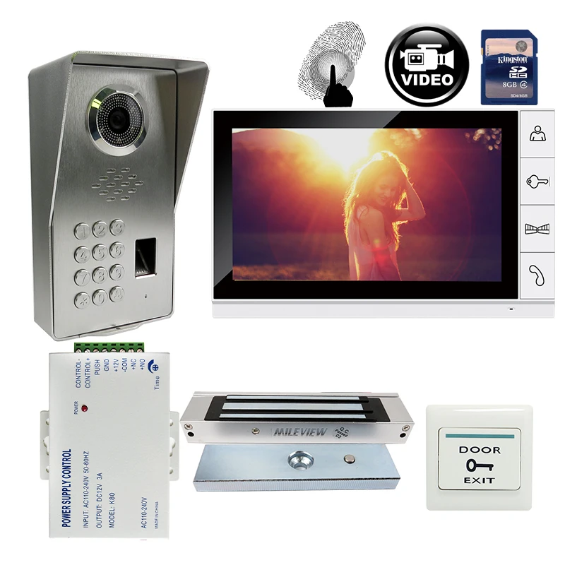 FREE SHIPPING 9" Monitor Record Video Intercom Door Phone System + Waterproof Fingerprint Code Keypad Door Camera Magnetic Lock
FREE SHIPPING 9" Monitor Record Video Intercom Door Phone System + Waterproof Fingerprint Code Keypad Door Camera Magnetic Lock