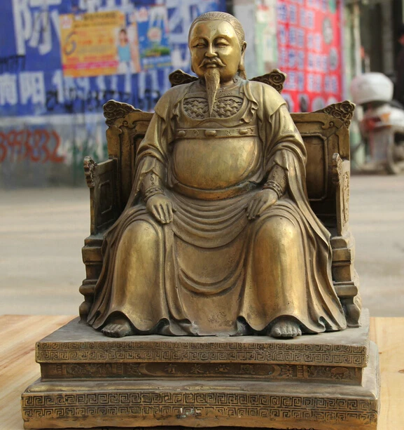 

JP S62 16" Chinese Brass Seat Chair Xuan Wu emperor kaiser tzar Wudang Mountain Statue B0403