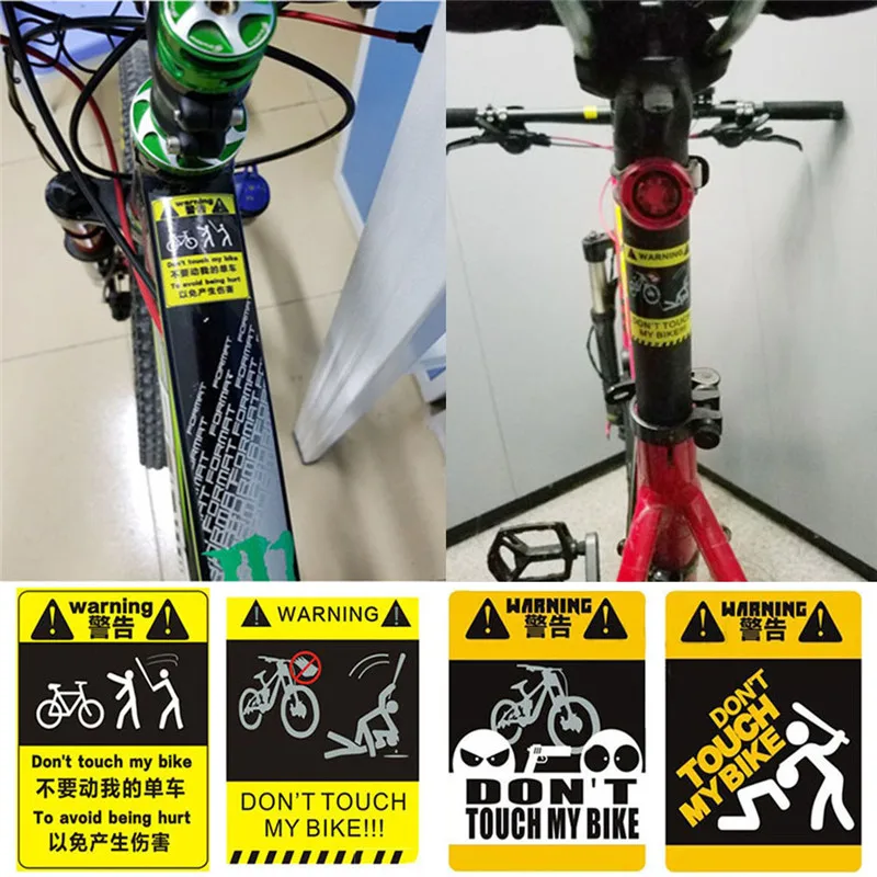 

Don't Touche My Bike Single - Vehicle Warning Sticker Bicycle Accessories MTB Frame Sticker Cycling Decorative Reflective Paste