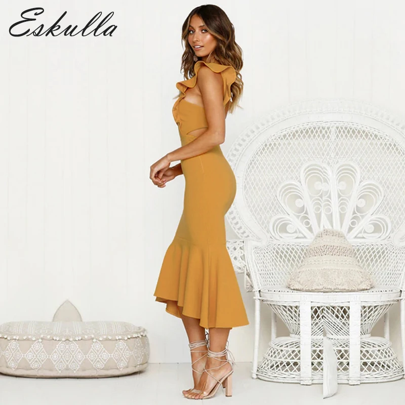 Eskulla Women's Sexy Fashion Able backless Waist-exposing Dress Stitching Long Fishtail Dress Summer Women clothing vestidos
Eskulla Women's Sexy Fashion Able backless Waist-exposing Dress Stitching Long Fishtail Dress Summer Women clothing vestidos