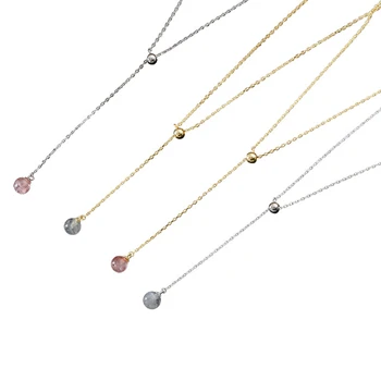 925 Sterling Silver Natural Stone Labradorite Moonstone Drop Dangle Necklace Pink Crystal Strawberry Quartz Necklaces Women Gift
925 Sterling Silver Natural Stone Labradorite Moonstone Drop Dangle Necklace Pink Crystal Strawberry Quartz Necklaces Women Gift
