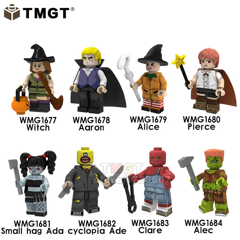 Halloween juguetes Horror Movie Aaron Dolls Witch Pumpkin Cary Clown Ghost Bride DIY Building Blocks Bricks children Toys gift
Halloween juguetes Horror Movie Aaron Dolls Witch Pumpkin Cary Clown Ghost Bride DIY Building Blocks Bricks children Toys gift