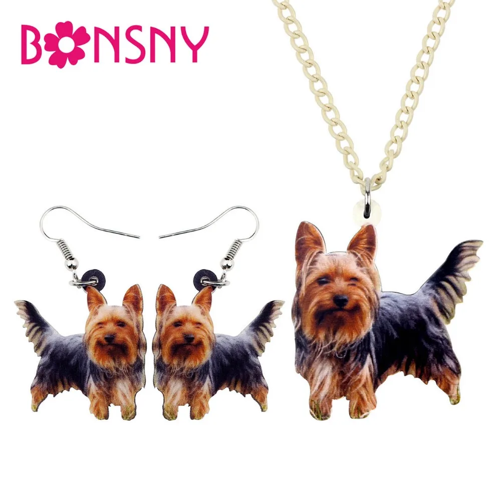 Bonsny Acrylic Jewelry Set Yorkie Yorkshire Dog Necklace Earrings Collar Fashion Pendant For Women Girls Gift Accessories NE+EA
Bonsny Acrylic Jewelry Set Yorkie Yorkshire Dog Necklace Earrings Collar Fashion Pendant For Women Girls Gift Accessories NE+EA