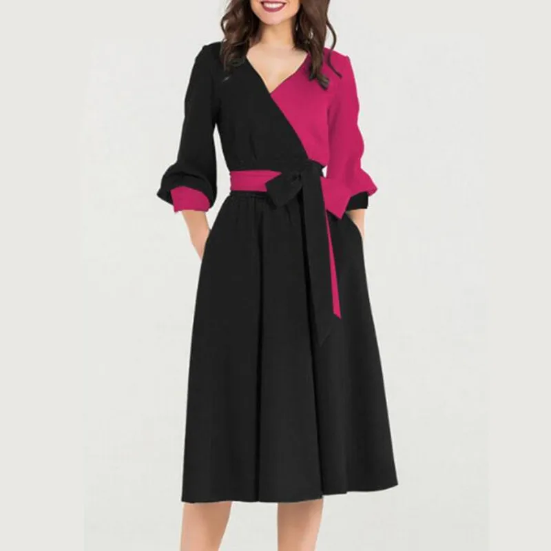 2019 New Spring Autumn V Neck Business Party Formal Office Lady Dress Women Elegant For Work Casual Patchwork Dress Plus Size
2019 New Spring Autumn V Neck Business Party Formal Office Lady Dress Women Elegant For Work Casual Patchwork Dress Plus Size