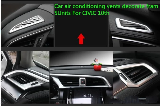 Higher star ABS chrome 5units Car air conditioning vents decorate frame,air outlet decoration cover for Honda CIVIC 2016
Higher star ABS chrome 5units Car air conditioning vents decorate frame,air outlet decoration cover for Honda CIVIC 2016