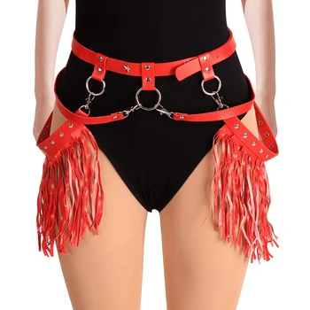 90'S Red Tassel Leather Cage Bra O-ring Lingerie Belt Fetish Womens Punk Goth Body Bondage Crop Tops Harness Bra Cosplay Rave
90'S Red Tassel Leather Cage Bra O-ring Lingerie Belt Fetish Womens Punk Goth Body Bondage Crop Tops Harness Bra Cosplay Rave