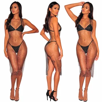 Sexy Women Deep V Swimwear Transparent Hot drilling Beach Dress Bathing Suit Cover Up Dress Black S-XL
Sexy Women Deep V Swimwear Transparent Hot drilling Beach Dress Bathing Suit Cover Up Dress Black S-XL