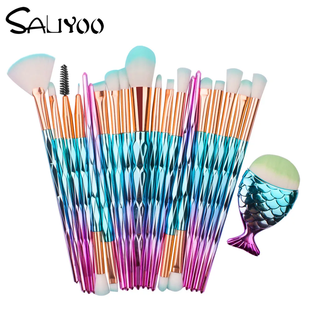 SALIYOO Pro 21pcs Mermaid Fish Tail Diamond Makeup Brush Set Foundation Powder Eyeshadow Contour Blend Cosmetic Face Lip Brush
SALIYOO Pro 21pcs Mermaid Fish Tail Diamond Makeup Brush Set Foundation Powder Eyeshadow Contour Blend Cosmetic Face Lip Brush