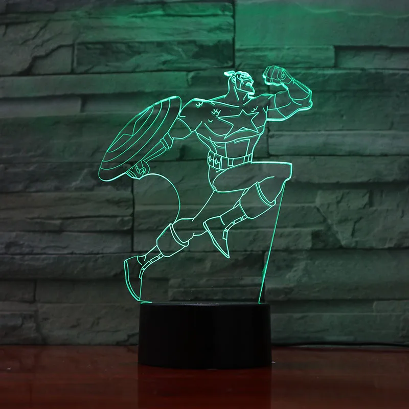 Usb 3d led night light Marvel The Avengers super heroe Captain America Figure 3D Illusion Multicolor RGB table lamp bedroom neon
Usb 3d led night light Marvel The Avengers super heroe Captain America Figure 3D Illusion Multicolor RGB table lamp bedroom neon