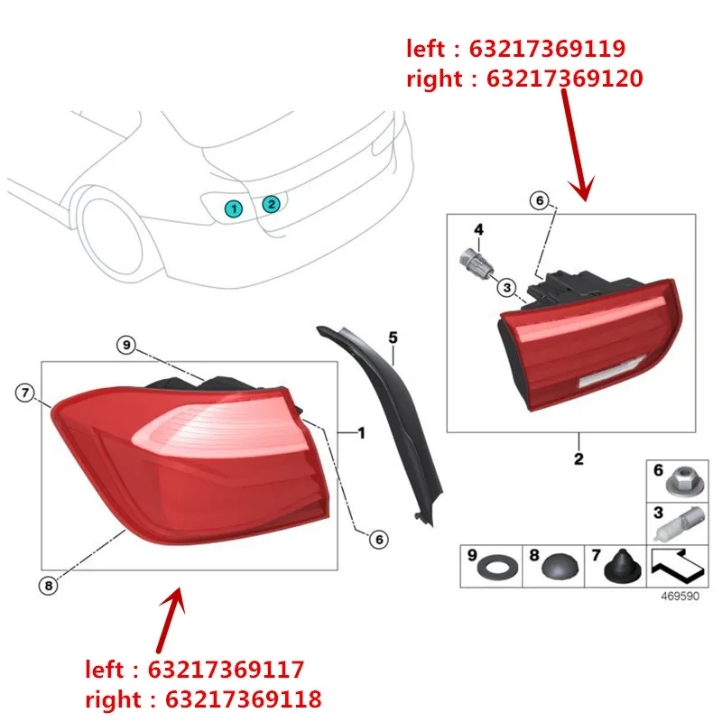 

Car Rear bumper tail light F30 316D 318Ib mwM3 F35 328LI N20 3 series Rear turn signal flashlight Lampshade shell assembly