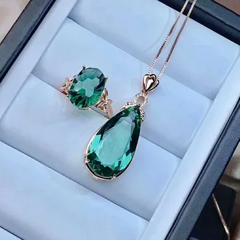 Fresh 13*25mm Brazi crystal s925 sterling silver water drop fine jewelry sets for women party green gemstone rings Pendants
Fresh 13*25mm Brazi crystal s925 sterling silver water drop fine jewelry sets for women party green gemstone rings Pendants