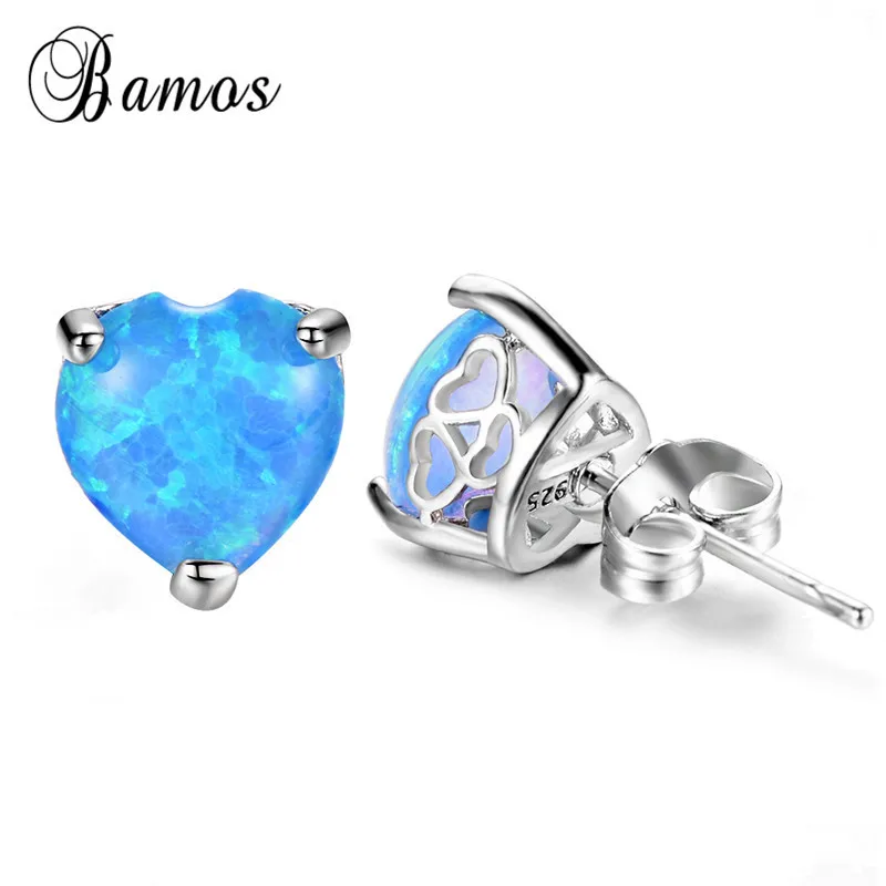 Bamos Cute Heart Stud Earrings Elegant Blue Fire Opal Jewelry Dainty 925 Sterling Silver Filled Earrings For Women Best Gift
Bamos Cute Heart Stud Earrings Elegant Blue Fire Opal Jewelry Dainty 925 Sterling Silver Filled Earrings For Women Best Gift