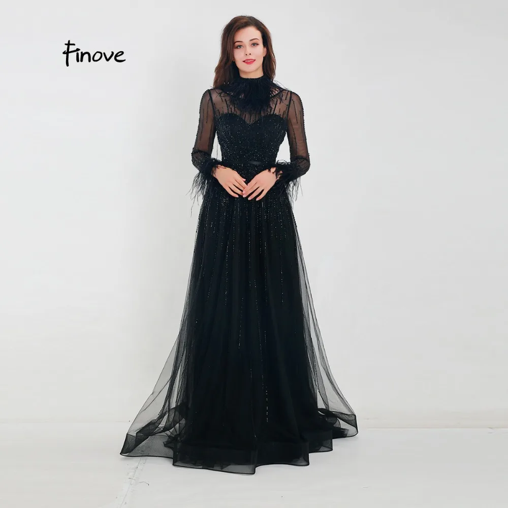 Finove Evening Dress 2019 New Arrivals Gorgeous Black A-Line Gowns Full Sleeves Feathers Neck Line Floor Length Formal Dress
Finove Evening Dress 2019 New Arrivals Gorgeous Black A-Line Gowns Full Sleeves Feathers Neck Line Floor Length Formal Dress