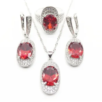 Dark Red Cubic Zirconia White Zircon Sterling Silver 925 Bridal Wedding Jewelry Sets Earrings/Pendant/Necklace/Ring For Women
Dark Red Cubic Zirconia White Zircon Sterling Silver 925 Bridal Wedding Jewelry Sets Earrings/Pendant/Necklace/Ring For Women