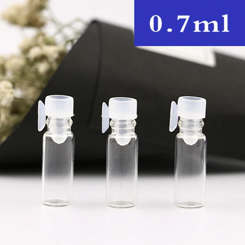 0.7ml 100/200/300/500pcs Mini plastic stopper or sticker perfume Glass Vials Essential Oil Refillable Perfume Bottles Sample
0.7ml 100/200/300/500pcs Mini plastic stopper or sticker perfume Glass Vials Essential Oil Refillable Perfume Bottles Sample