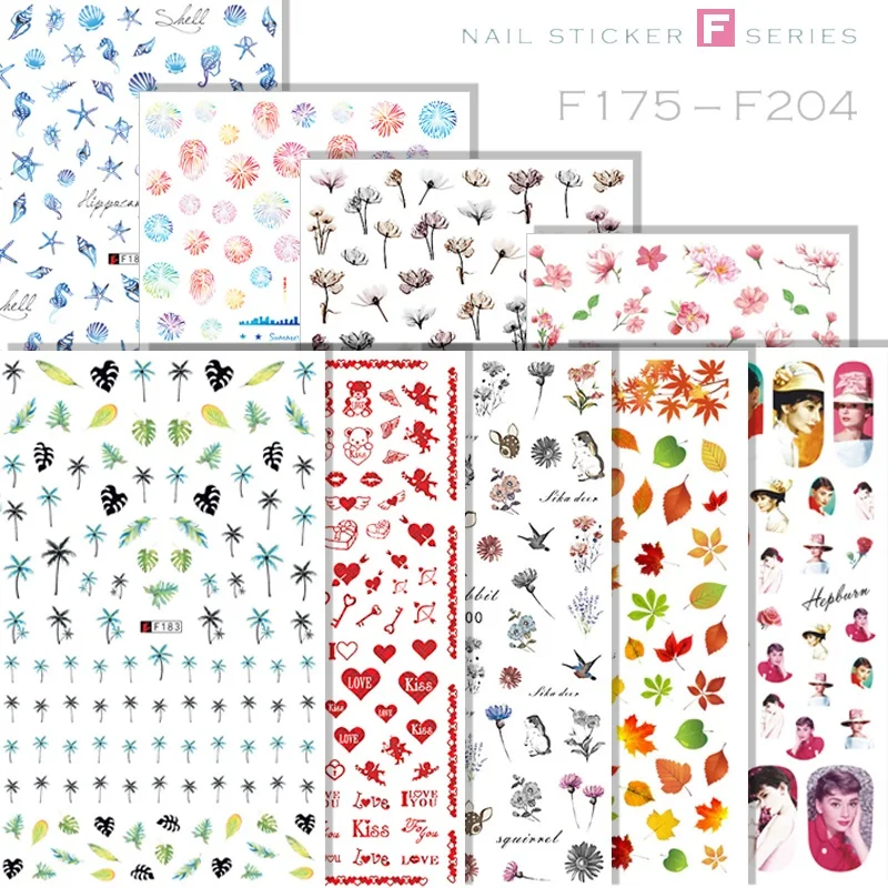 F Series 12*7.5cm Nail Art Stickers Self-adhersive Decal Flower Audrey Hepburn Ultra-thin Nail Sticker Press on Nails F175-204
F Series 12*7.5cm Nail Art Stickers Self-adhersive Decal Flower Audrey Hepburn Ultra-thin Nail Sticker Press on Nails F175-204