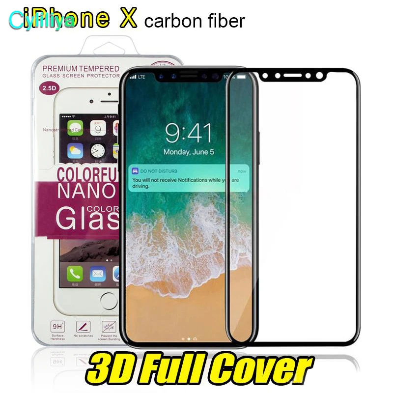 Цветное закаленное стекло с полным покрытием для iPhone 8 Plus X защитная пленка