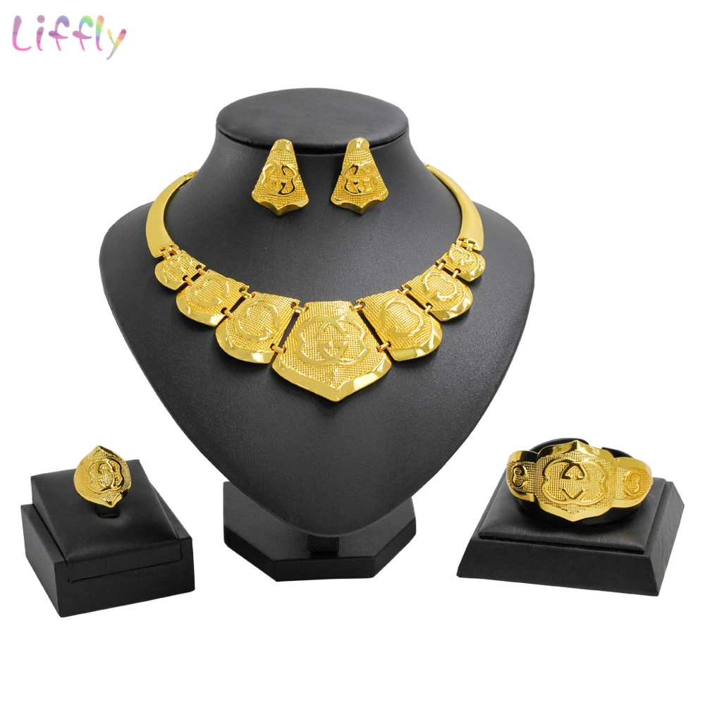 Fashion Dubai Jewelry Sets Gold Necklace Bracelet Charm for Women Vintag Earring Wedding Ring Accessories Africa Jewelry Set
Fashion Dubai Jewelry Sets Gold Necklace Bracelet Charm for Women Vintag Earring Wedding Ring Accessories Africa Jewelry Set
