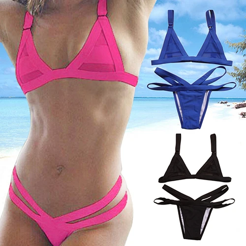 Women's Mesh Bikini Set Hollow Out Tops String Thong Bandage Swimsuit Swimwear Women's Swimming Suit
Women's Mesh Bikini Set Hollow Out Tops String Thong Bandage Swimsuit Swimwear Women's Swimming Suit