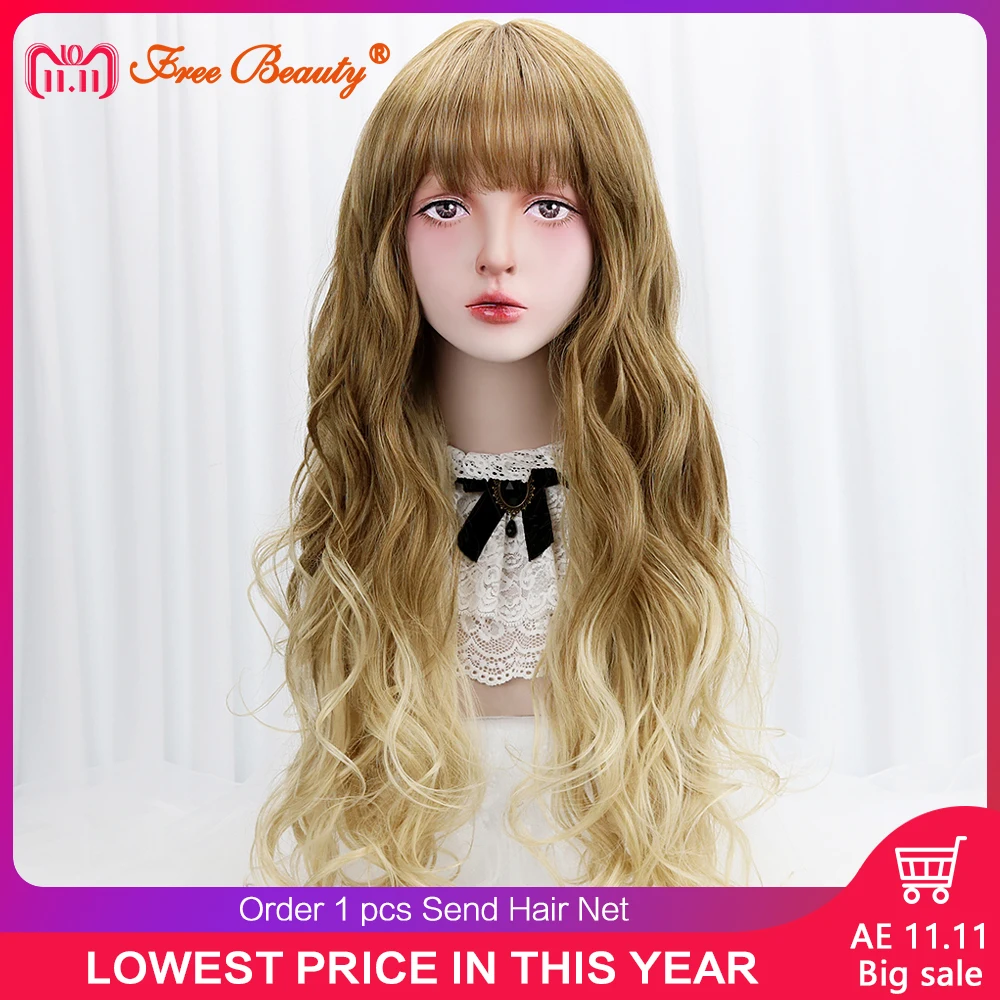 29" Cosplay Blonde Wig With Bangs Brown Ombre Long Wavy Synthetic Hair Costume Party Cosplay Lolita Wig For Women Heat Resistant
29" Cosplay Blonde Wig With Bangs Brown Ombre Long Wavy Synthetic Hair Costume Party Cosplay Lolita Wig For Women Heat Resistant