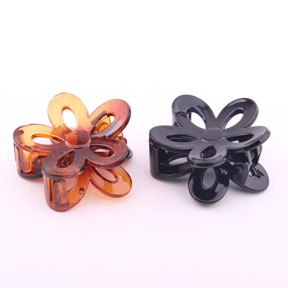 

2019 Newest hair clip for lady quality black transparent brown tines hair claw hollow our flower design hairgrip top hairpin