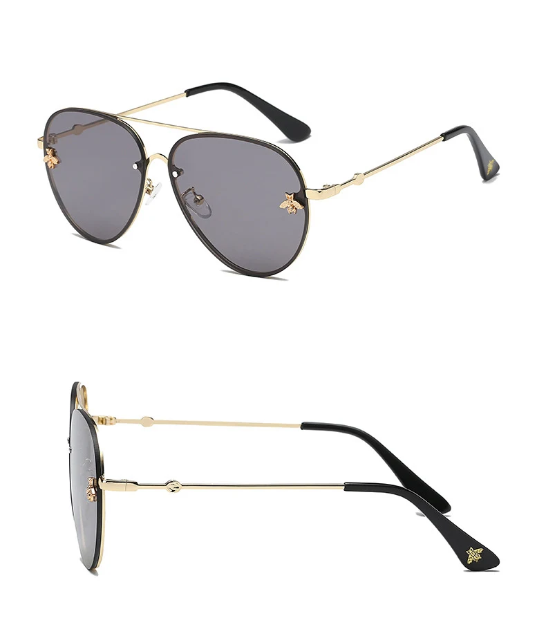 ASOUZ 2019 new fashion ladies sunglasses UV400 metal oval frame bee sunglasses classic brand design sports driving sunglasses