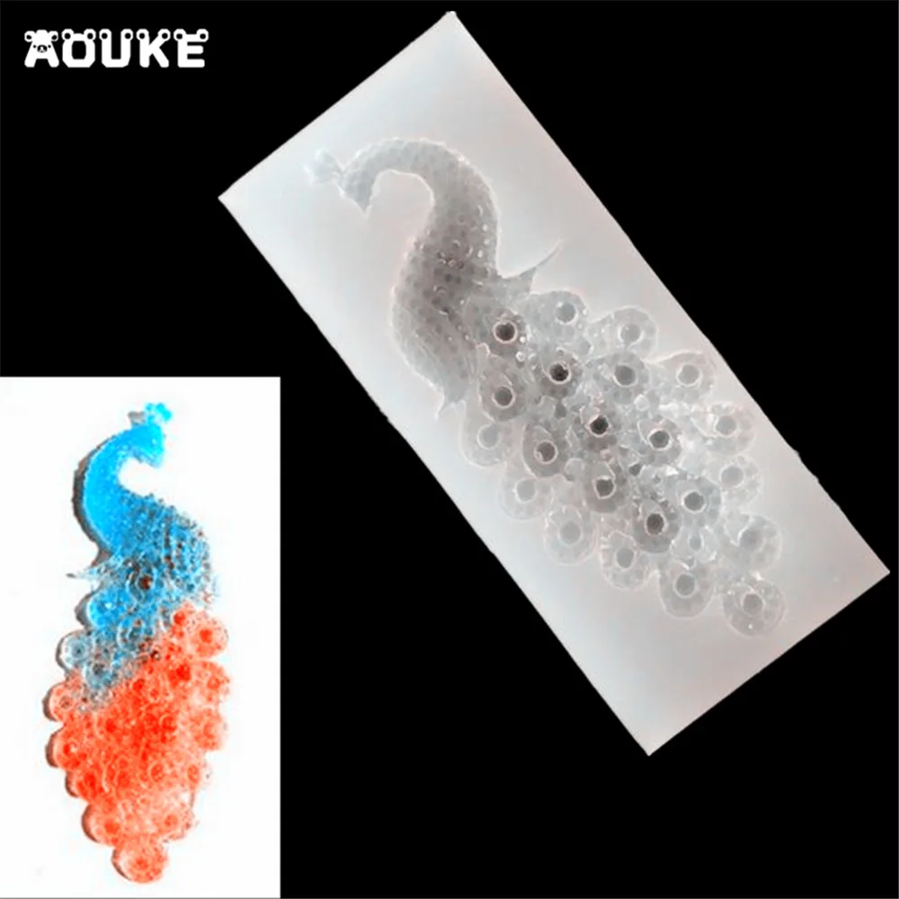 

Peacock Translucent Silicone Mold DIY Mobile Phone Decoration Epoxy Tools Cake Chocolate Molds Fondant Jewelry Mold