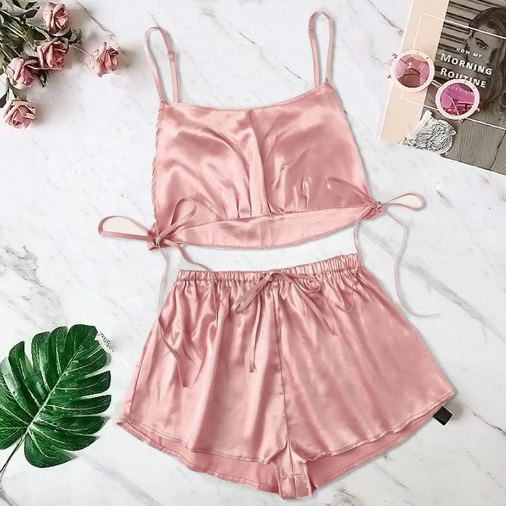 Women Polyester 1 Set Lingerie Satin Silk Bowknot Camisole Shorts Set Sleepwear Bandage Lingerie Solid Color #P5
Women Polyester 1 Set Lingerie Satin Silk Bowknot Camisole Shorts Set Sleepwear Bandage Lingerie Solid Color #P5