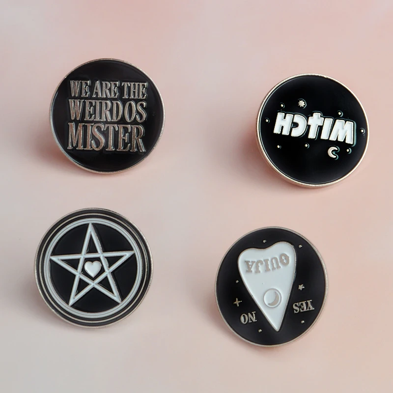 WITCH Enamel Brooches Star Moon OUIJA YES NO weirdos mister Denim clothes bag Pin Button Badge Jewelry Fashion Gift for Friend
WITCH Enamel Brooches Star Moon OUIJA YES NO weirdos mister Denim clothes bag Pin Button Badge Jewelry Fashion Gift for Friend