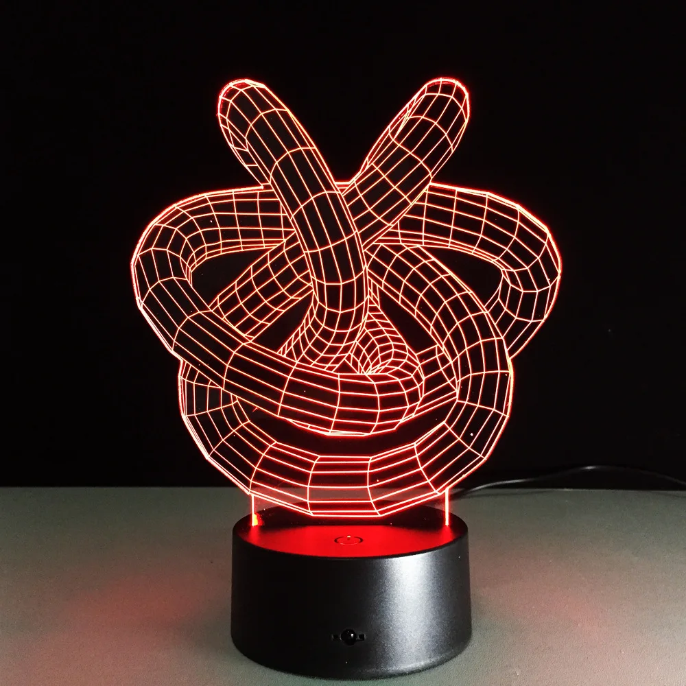 Double Love Knot Abstract Circles Spiral Shape 3D LED Lamp Illusions 7 Colors Change Decor Lamp Best Night Light Home Desk Decor
Double Love Knot Abstract Circles Spiral Shape 3D LED Lamp Illusions 7 Colors Change Decor Lamp Best Night Light Home Desk Decor