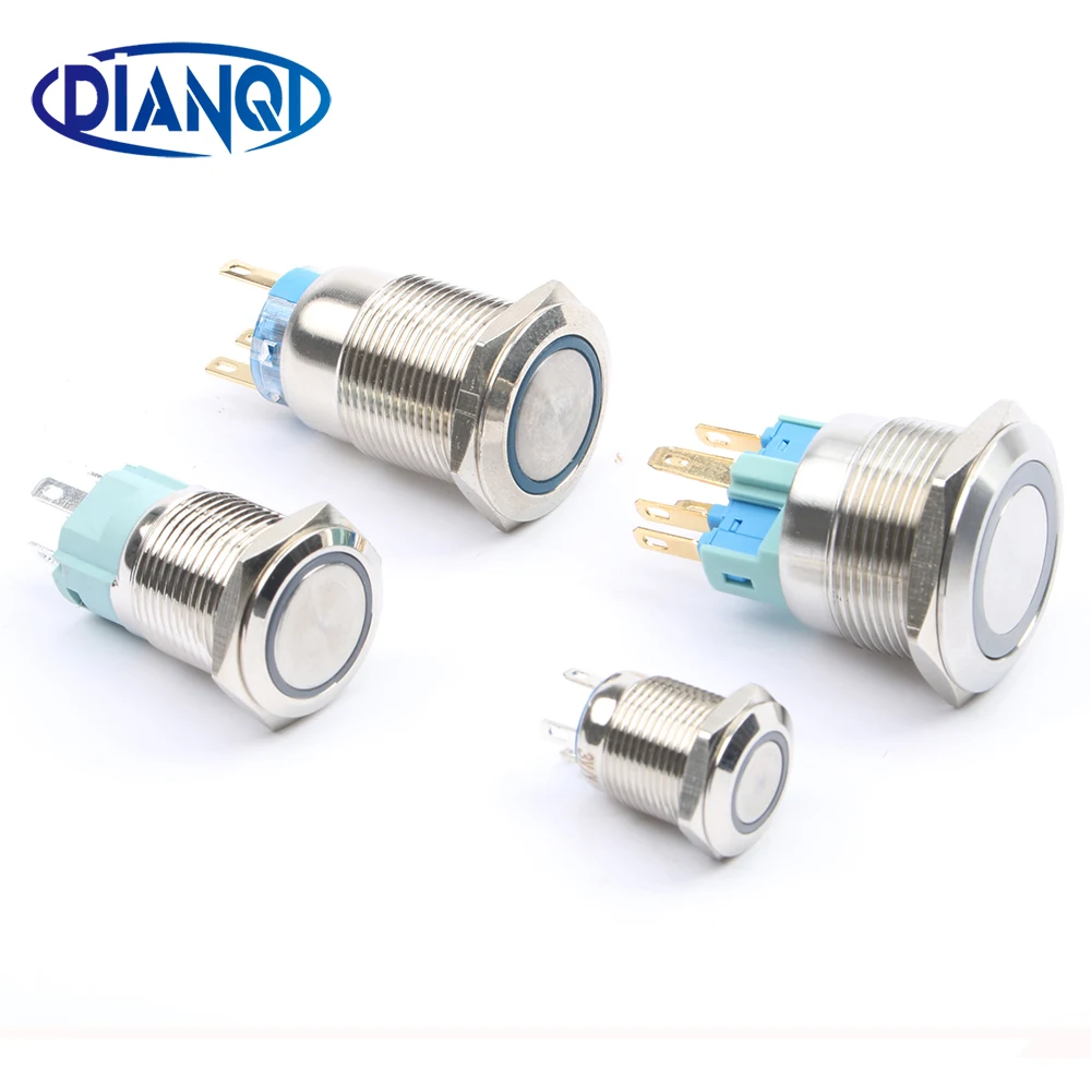 Ring Waterproof Metal Push Button Switch With LED light RED BLUE GREEN YELLOW Self-locking and momentary 12 16 19 22mm
Ring Waterproof Metal Push Button Switch With LED light RED BLUE GREEN YELLOW Self-locking and momentary 12 16 19 22mm