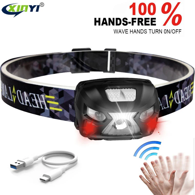 USB Rechargeable LED Headlamp Motion Sensor 5000LM Ultra Bright Head lamp Built-in battery Lightweight Adjustable Headlight
USB Rechargeable LED Headlamp Motion Sensor 5000LM Ultra Bright Head lamp Built-in battery Lightweight Adjustable Headlight